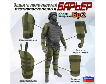 Комплект противоосколочной защиты "Барьер". Класс защиты Бр 2. Цвет: хаки светлый.